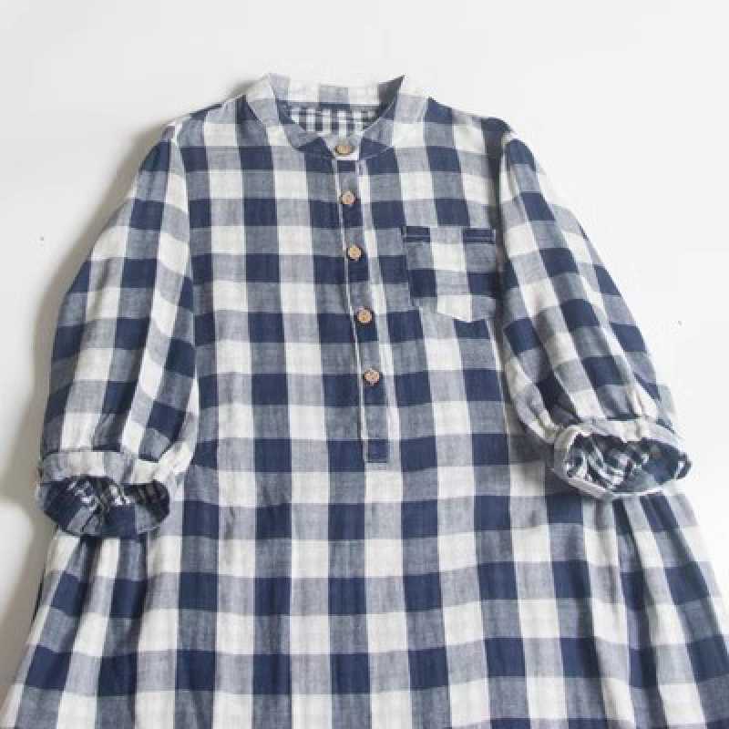 Double-layer Cotton Plaid Dress Women
