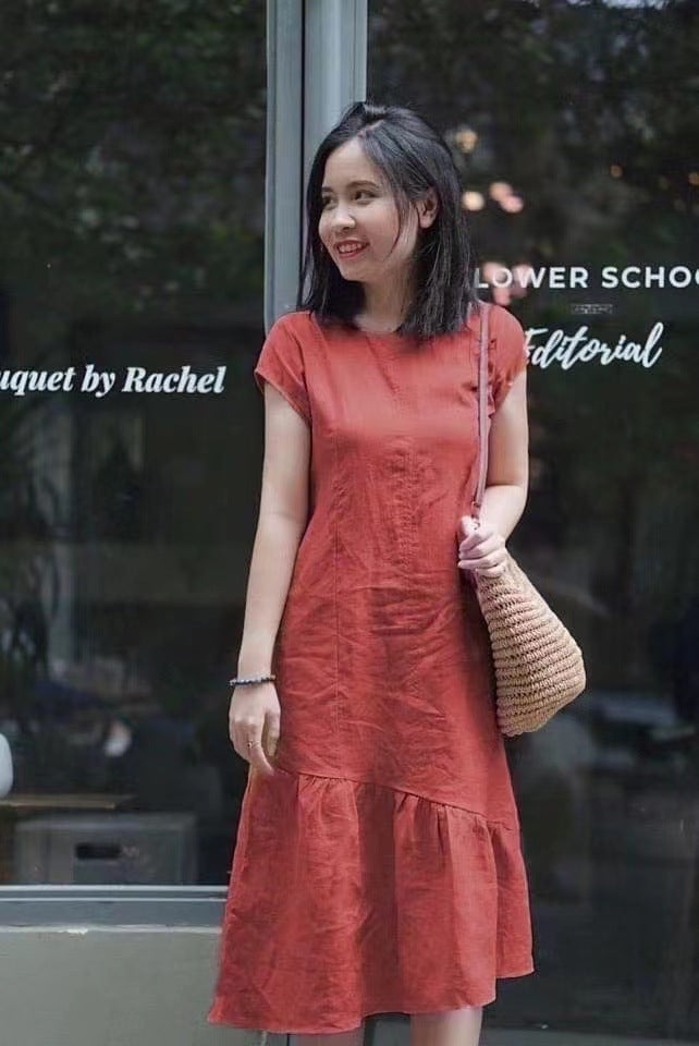 Small Pure Color Artistic Simple Dress Female