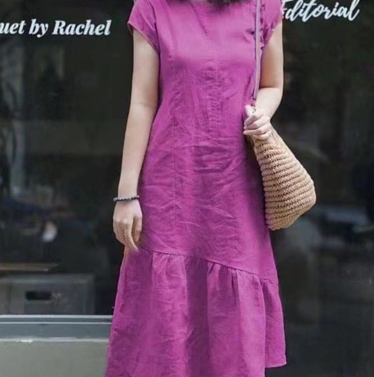 Small Pure Color Artistic Simple Dress Female