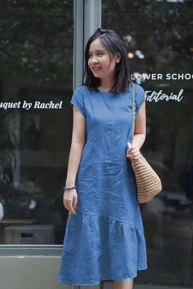 Small Pure Color Artistic Simple Dress Female