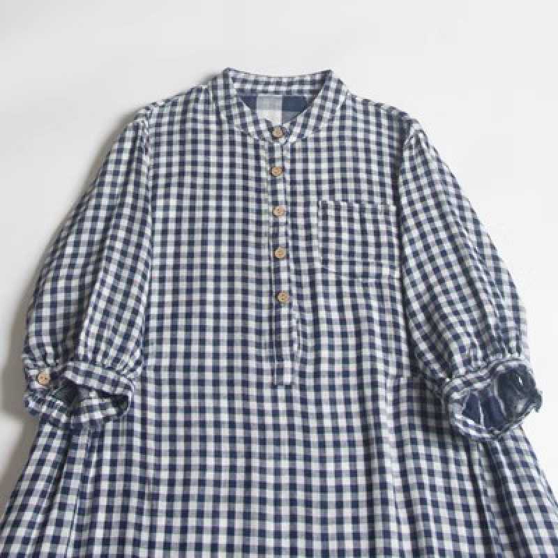Double-layer Cotton Plaid Dress Women