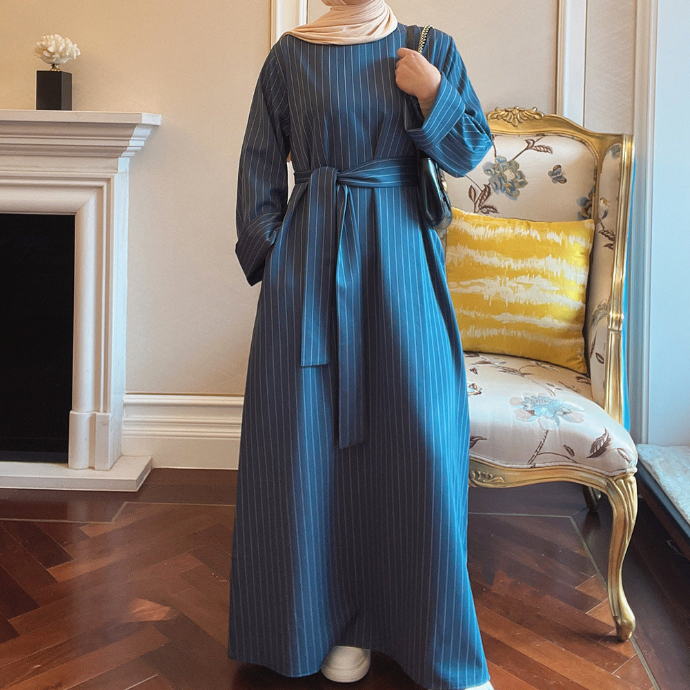Striped waist mini long skirt dress