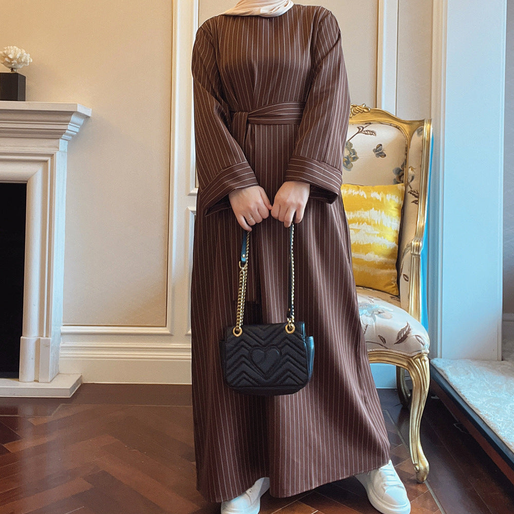 Striped waist mini long skirt dress