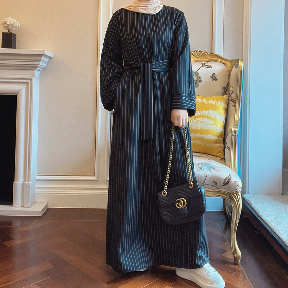 Striped waist mini long skirt dress