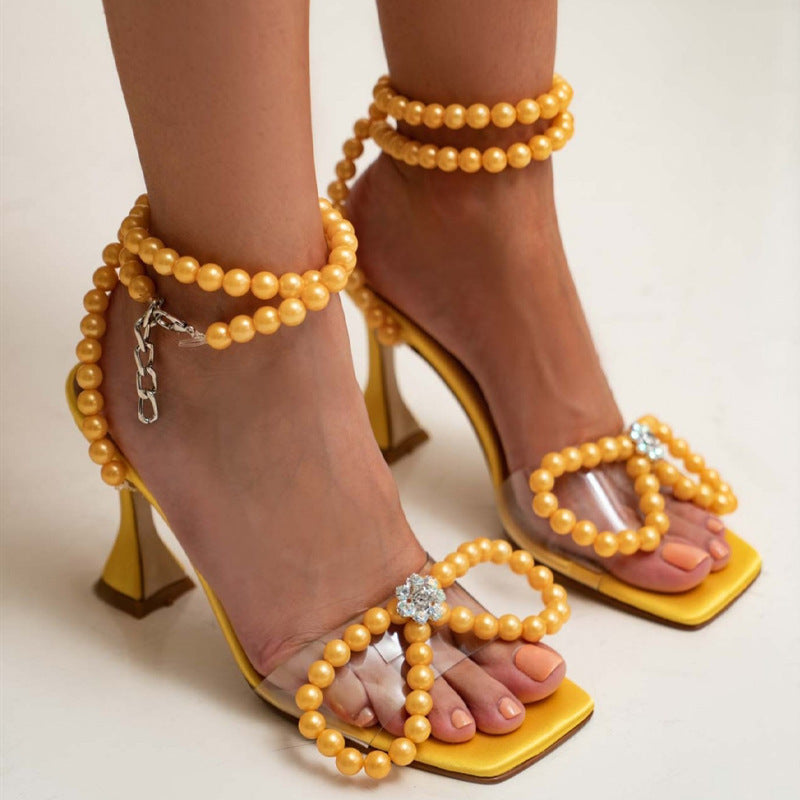 Women's Thin High Heel Lace Bow