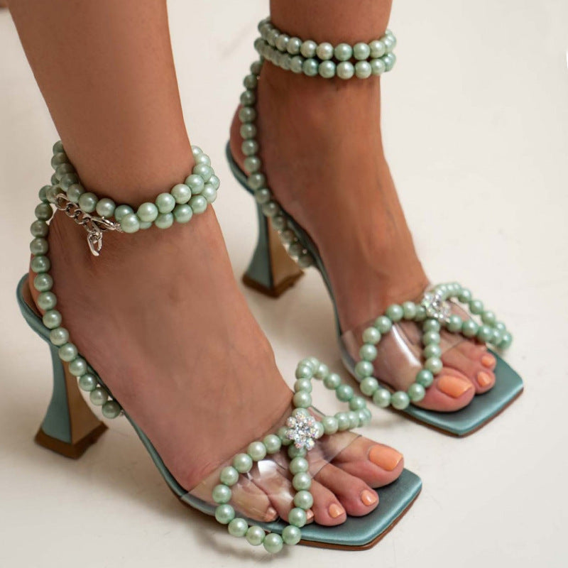 Women's Thin High Heel Lace Bow