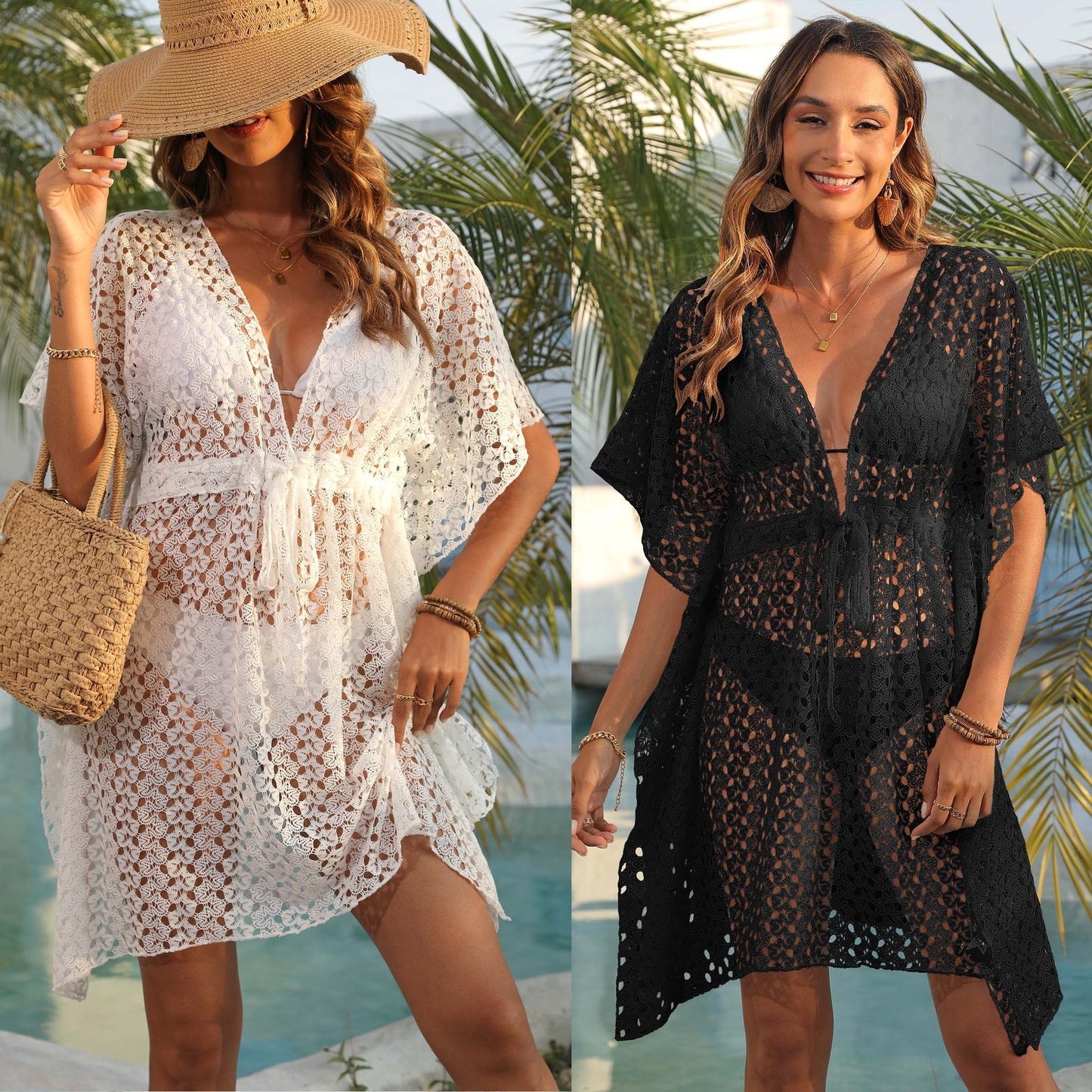Women's See-through Lace Shirt Irregular Dress