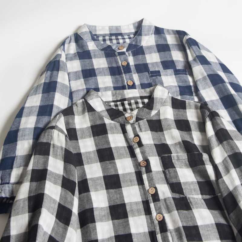 Double-layer Cotton Plaid Dress Women