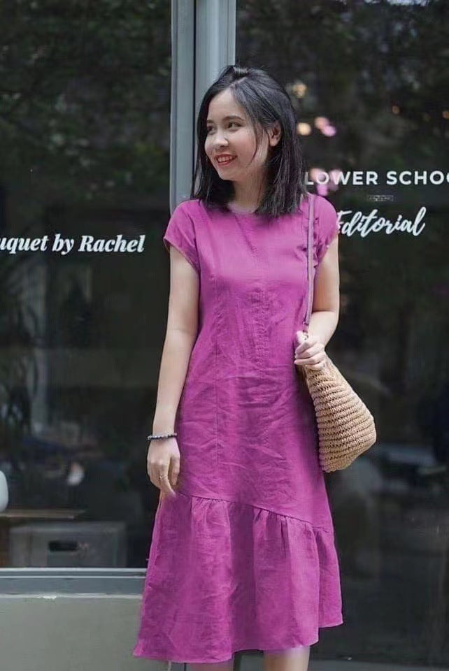 Small Pure Color Artistic Simple Dress Female