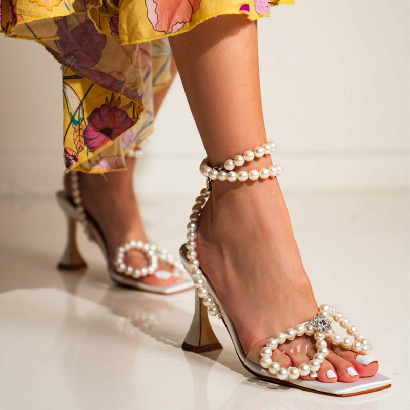 Women's Thin High Heel Lace Bow