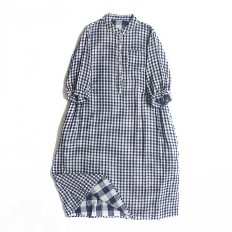 Double-layer Cotton Plaid Dress Women