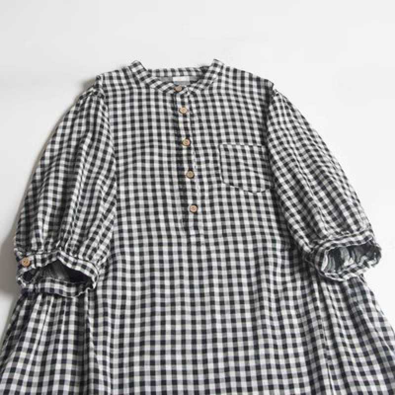 Double-layer Cotton Plaid Dress Women