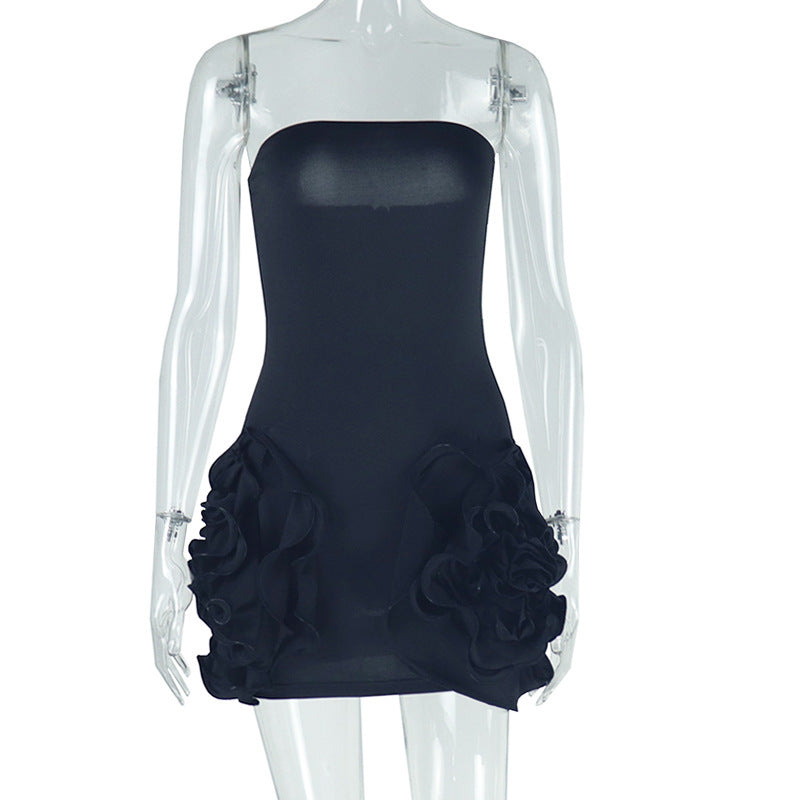 Women's Dress Tube Top Sleeveless Large Flower