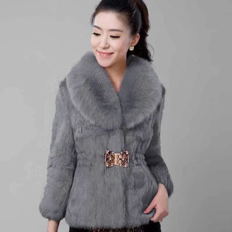 Autumn And Winter Fur Coat Artificial Coat With Fox Fur Collar