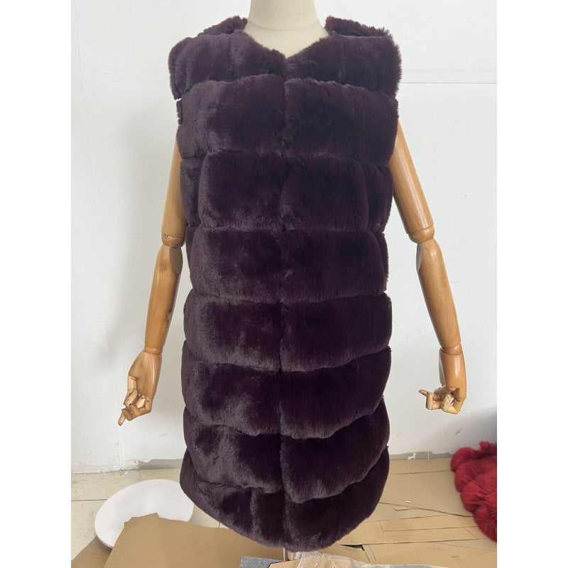 Fur Long Vest Cotton-padded Coat