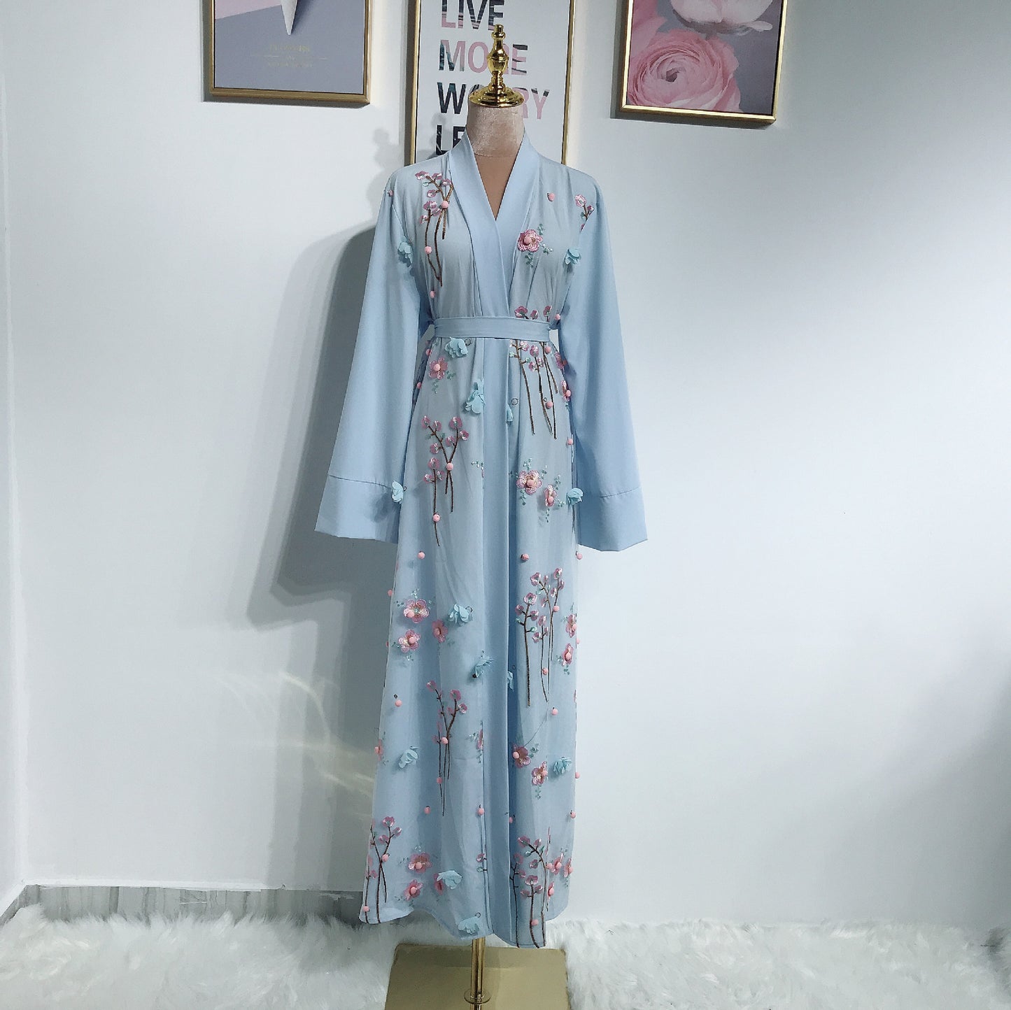 Three-dimensional Flower Robe Dress