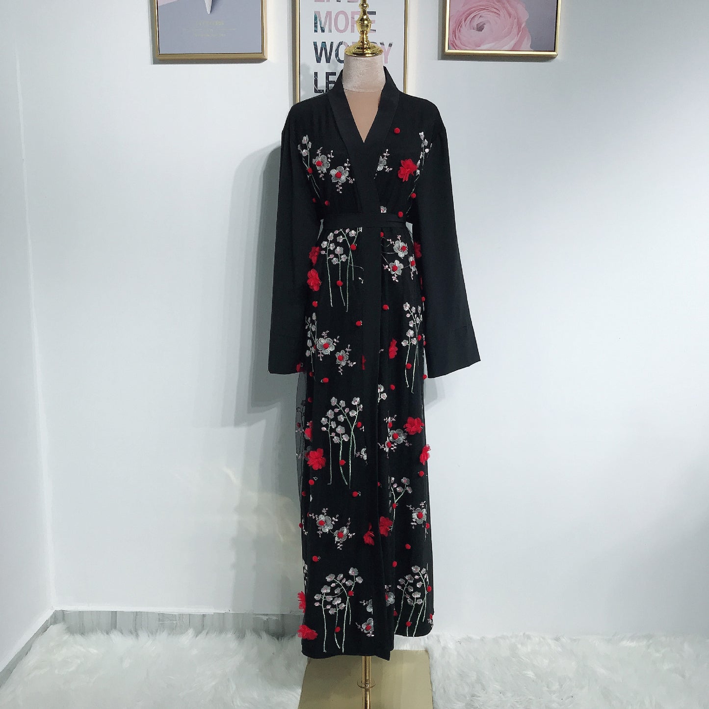 Three-dimensional Flower Robe Dress