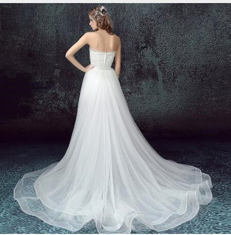 Sexy Detachable Skirt Mermaid Tulle Lace Appliques Short Wedding Dress New Wedding Dresses