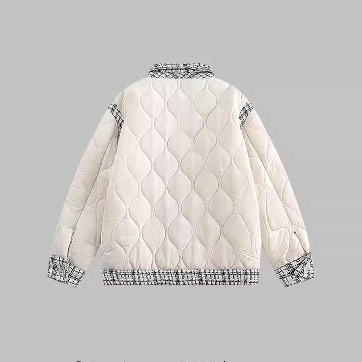 Gourd Grid Stitching Classic Style Cotton-padded Coat