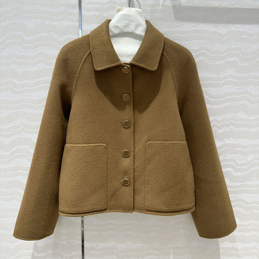 Lapel Cashmere Coat Sweet Girlish Slimming Youthful-looking