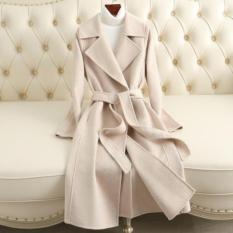 Cashmere Coat Slim Fit Thin Over The Knee Woolen Coat