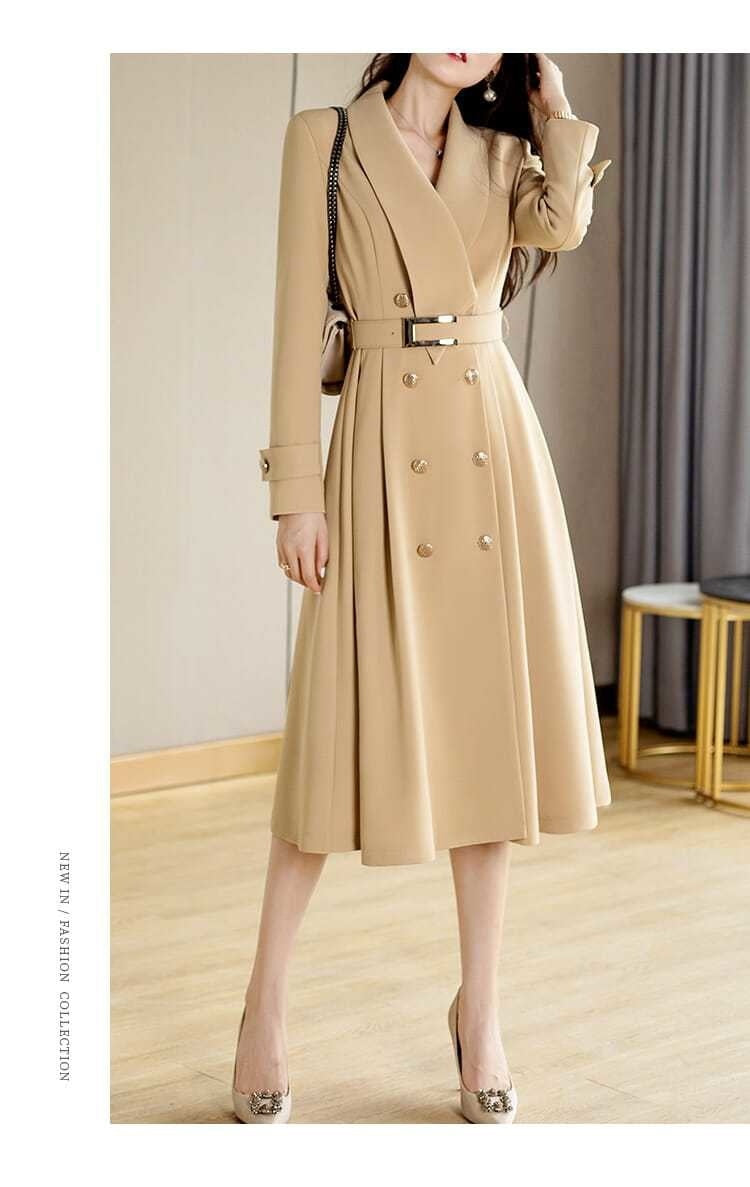 Spring And Autumn Elegant Khaki Women's Mid-length Fashionable High-grade Coat