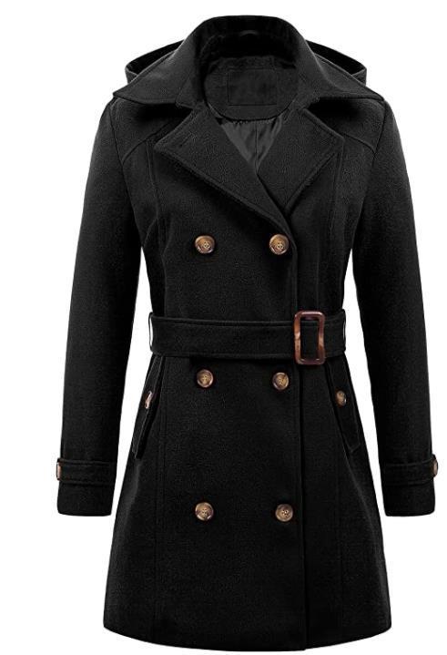 Women's Woolen Hooded Plus Size Coat