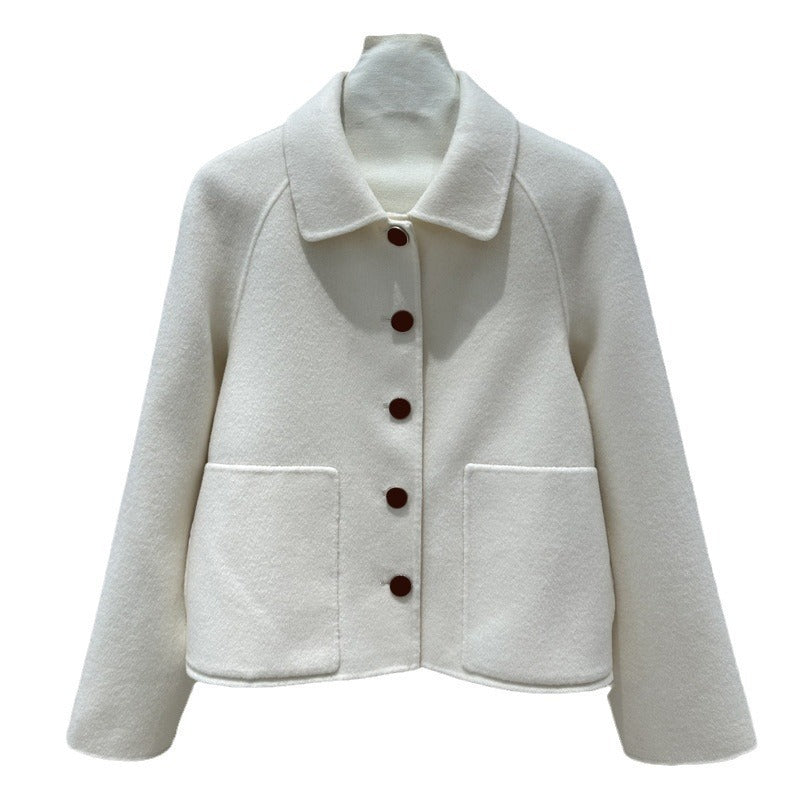 Lapel Cashmere Coat Sweet Girlish Slimming Youthful-looking