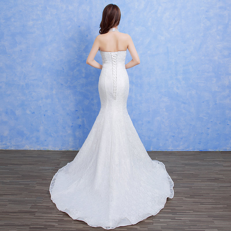 New bride wedding fashion lace fishtail skirt Slim Skinny tail wedding dress D92