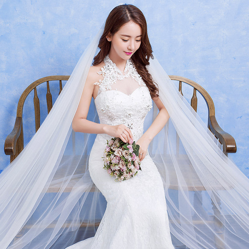 New bride wedding fashion lace fishtail skirt Slim Skinny tail wedding dress D92