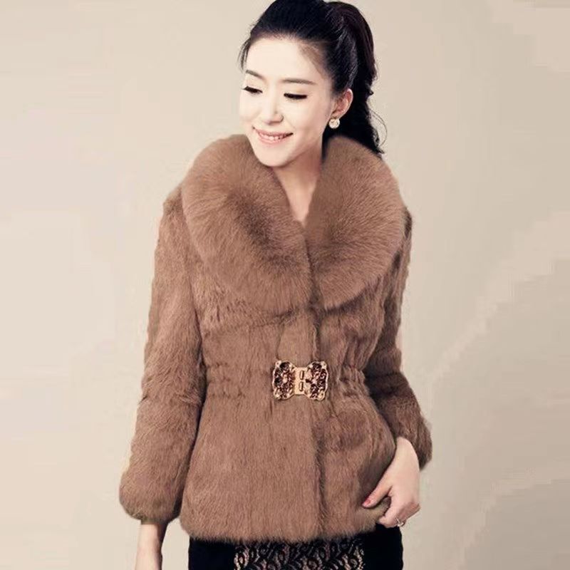 Autumn And Winter Fur Coat Artificial Coat With Fox Fur Collar