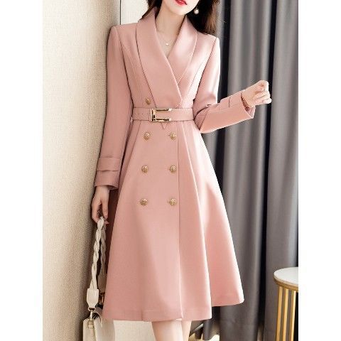 Spring And Autumn Elegant Khaki Women's Mid-length Fashionable High-grade Coat