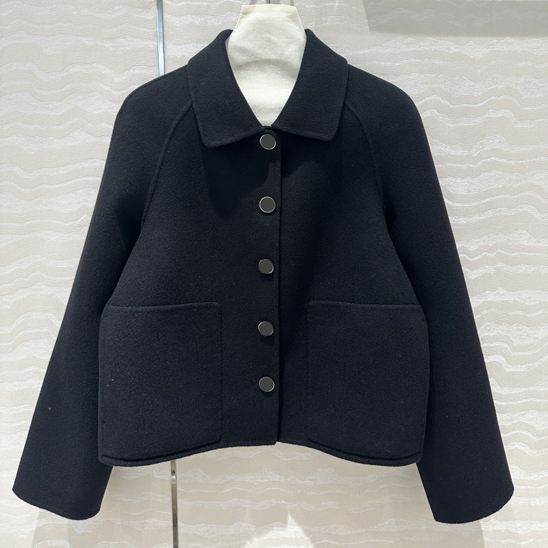 Lapel Cashmere Coat Sweet Girlish Slimming Youthful-looking