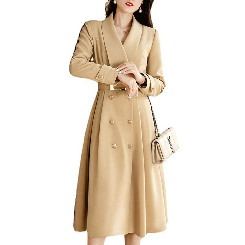 Spring And Autumn Elegant Khaki Women's Mid-length Fashionable High-grade Coat