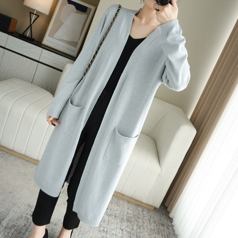 No Buckle Lazy Wind Fashion Long Cardigan Knitted Coat Women