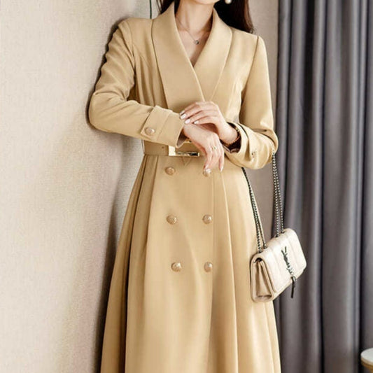 Spring And Autumn Elegant Khaki Women's Mid-length Fashionable High-grade Coat