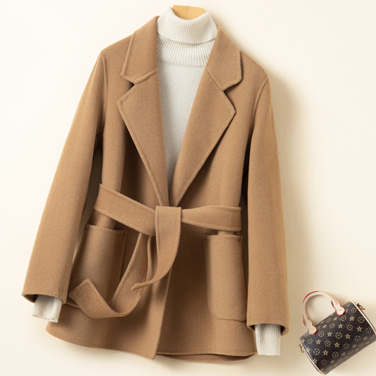 Pure Wool Double-faced Cashmere Slim-fit Small Woolen Coat