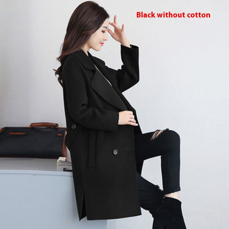 Cotton And Thickening Wool Overcoat Slimming Small Woolen Coat