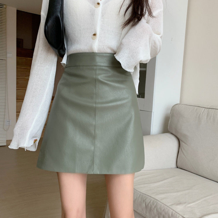 Anti-exposure Half-body Versatile PU Leather Skirt