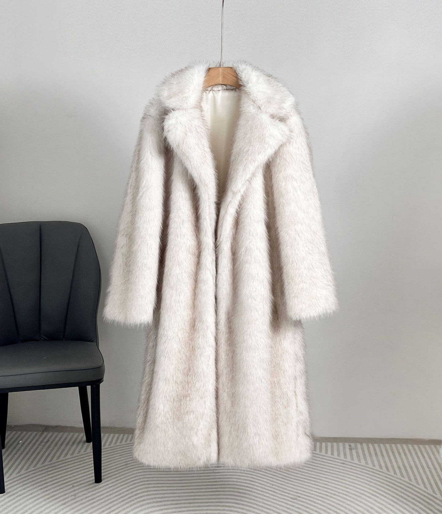 Autumn And Winter Extended Imitation Fur Coat Overcoat