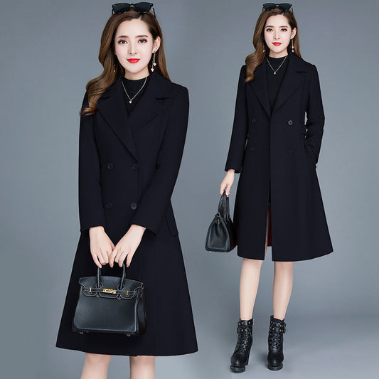 Thickened Woolen Coat Women's Mid-length