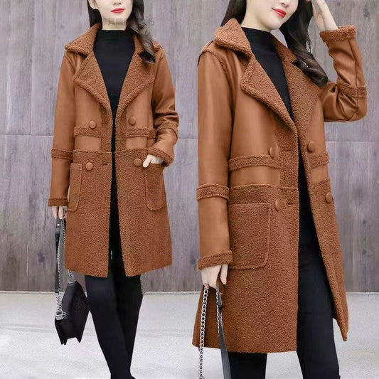 Women's Lambswool Haining Leather Coat