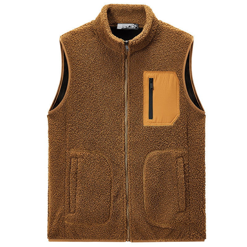 Men's Casual Simple Solid Color Teddy Velvet Vest