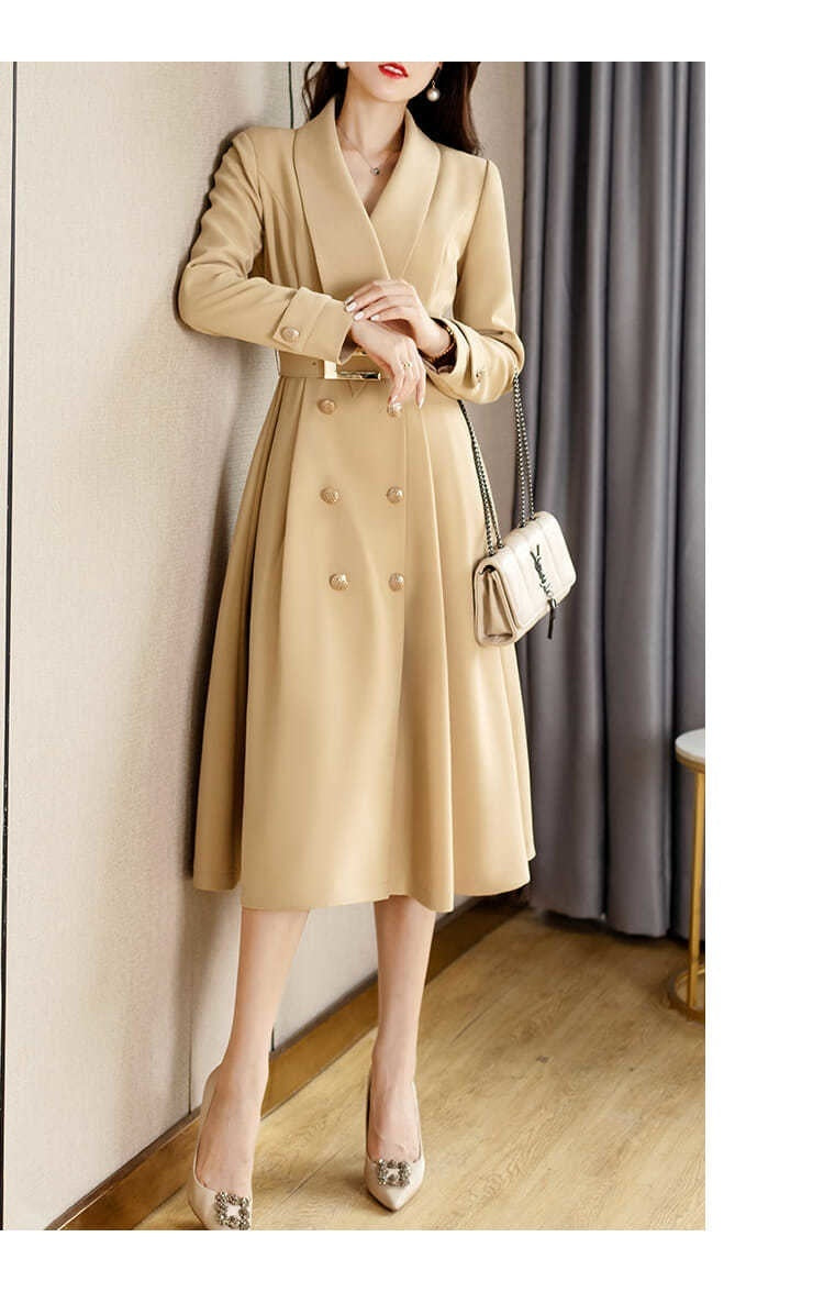 Spring And Autumn Elegant Khaki Women's Mid-length Fashionable High-grade Coat