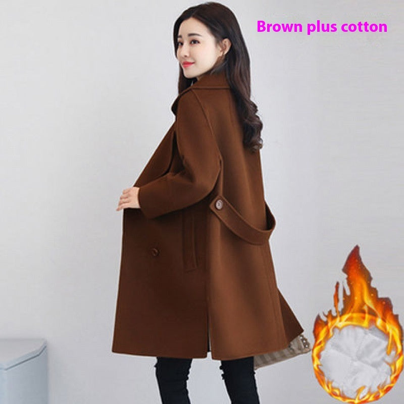 Cotton And Thickening Wool Overcoat Slimming Small Woolen Coat