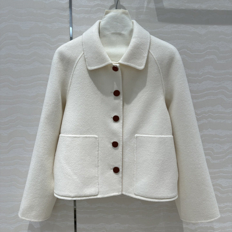 Lapel Cashmere Coat Sweet Girlish Slimming Youthful-looking