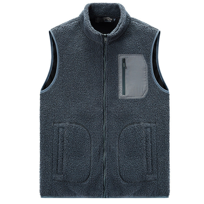 Men's Casual Simple Solid Color Teddy Velvet Vest