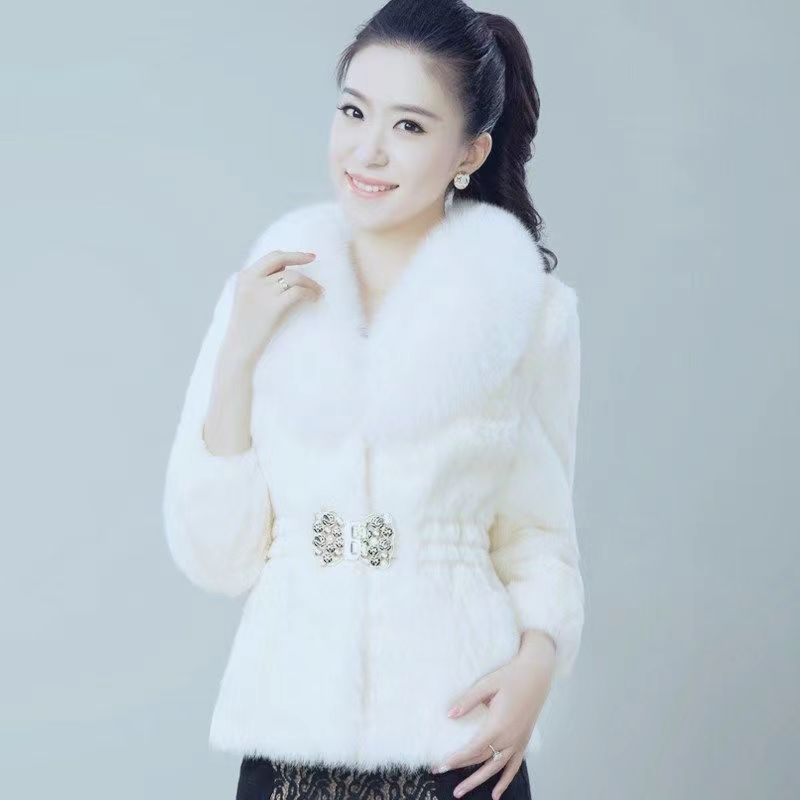 Autumn And Winter Fur Coat Artificial Coat With Fox Fur Collar