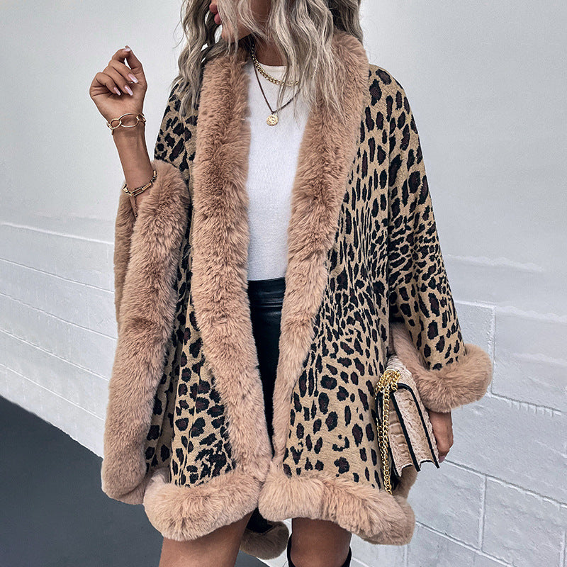 Autumn And Winter New Fur Collar Cape Cardigan For Women