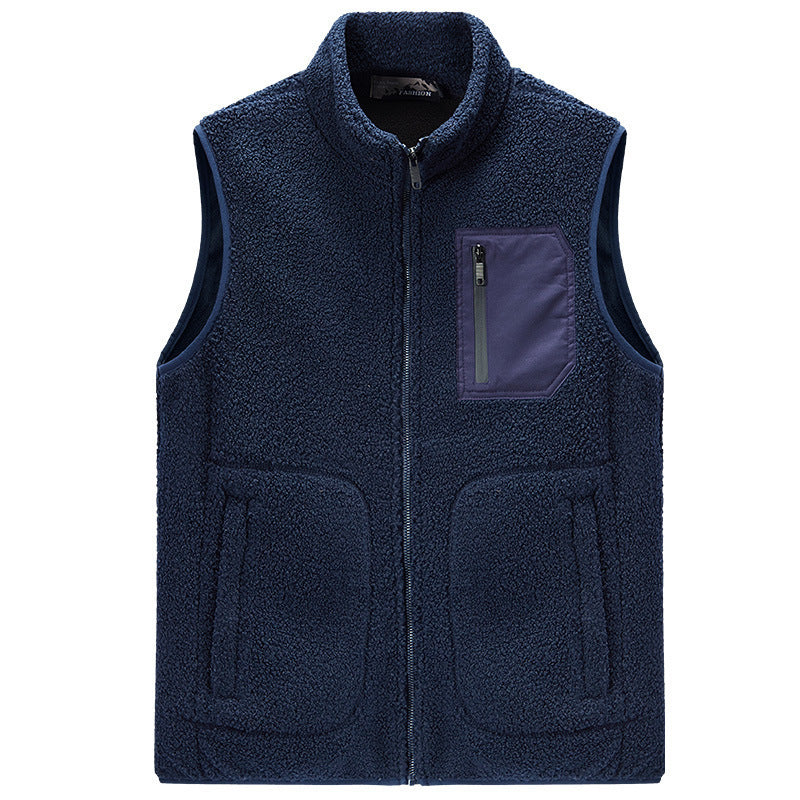 Men's Casual Simple Solid Color Teddy Velvet Vest